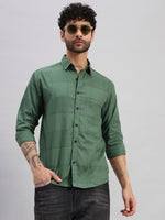 Sage Green Cotton Printed Full Sleeve Shirt