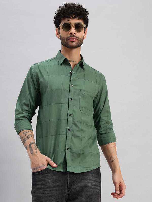 Sage Green Cotton Printed Full Sleeve Shirt