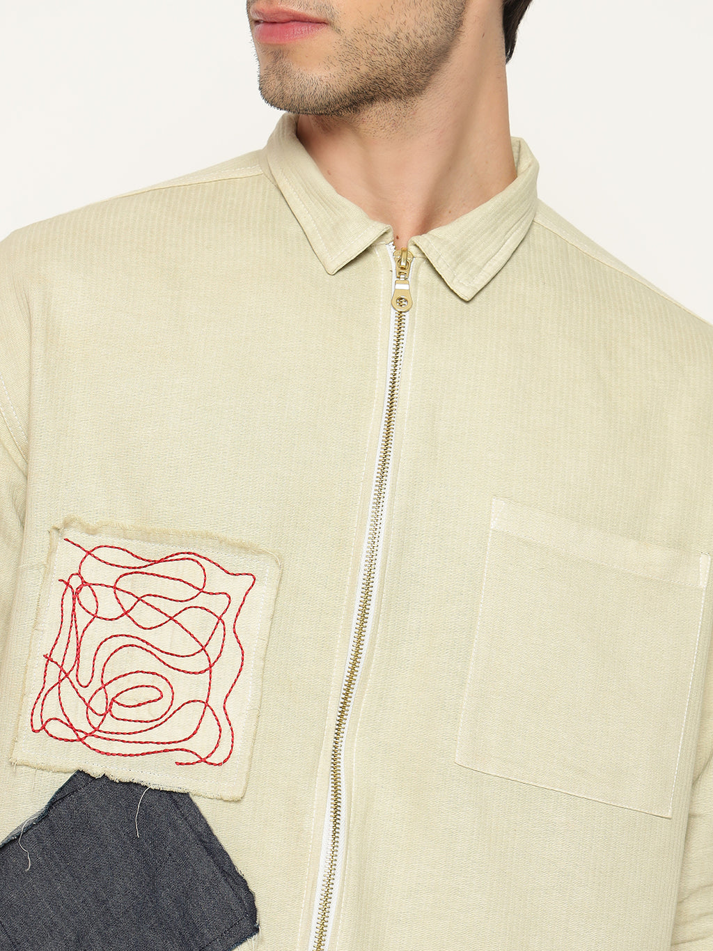 REBELAW Dyed Patchwork Oversized Cotton Jacket