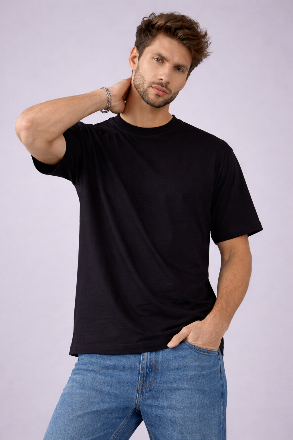 Men’s Oversized Drop Shoulder T-Shirt | 100% Premium Cotton | Classic Black