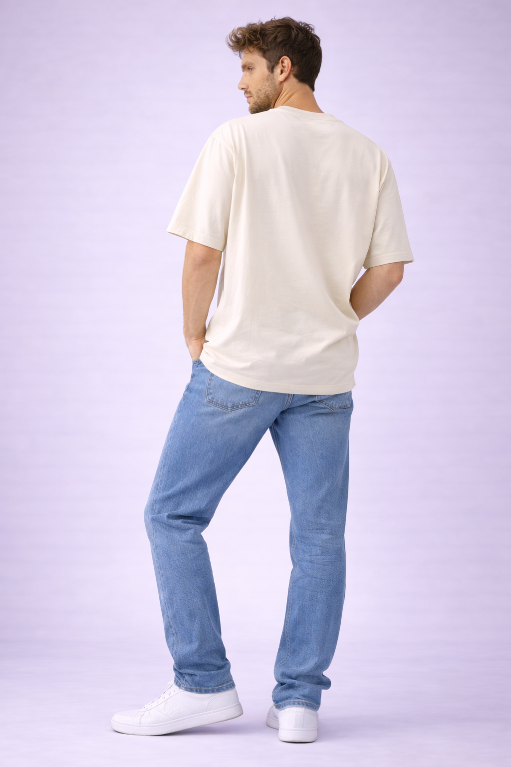 Men’s Oversized Drop Shoulder T-Shirt | 100% Premium Cotton | Classic Beige