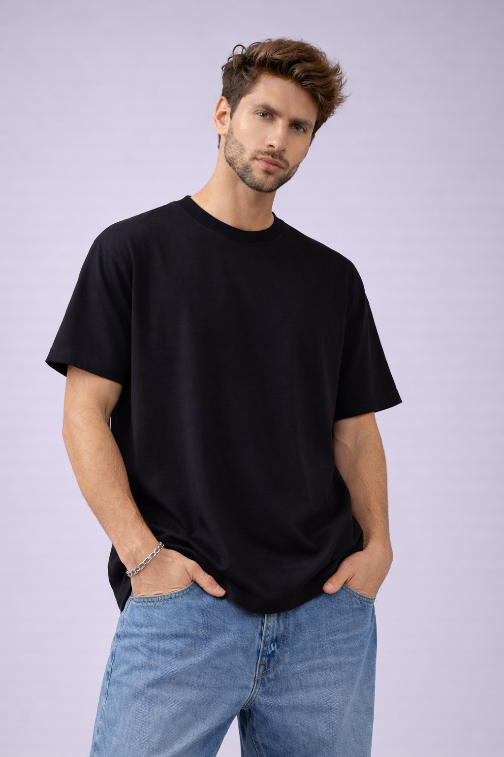Men’s Oversized Drop Shoulder T-Shirt | 100% Premium Cotton | Classic Black