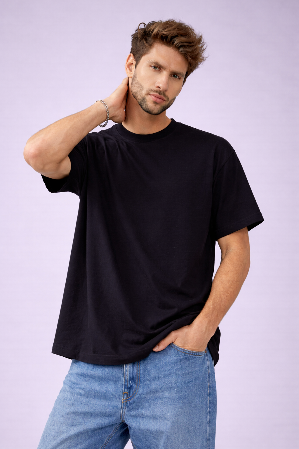 Men’s Oversized Drop Shoulder T-Shirt | 100% Premium Cotton | Classic Black