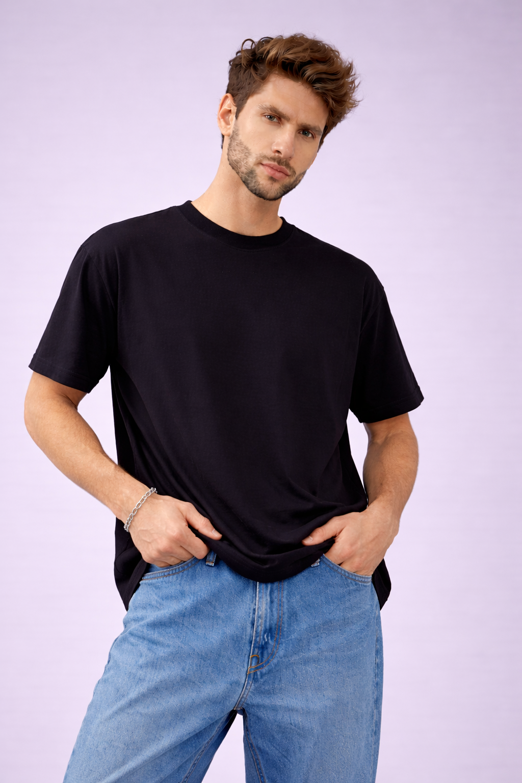 Men’s Oversized Drop Shoulder T-Shirt | 100% Premium Cotton | Classic Black