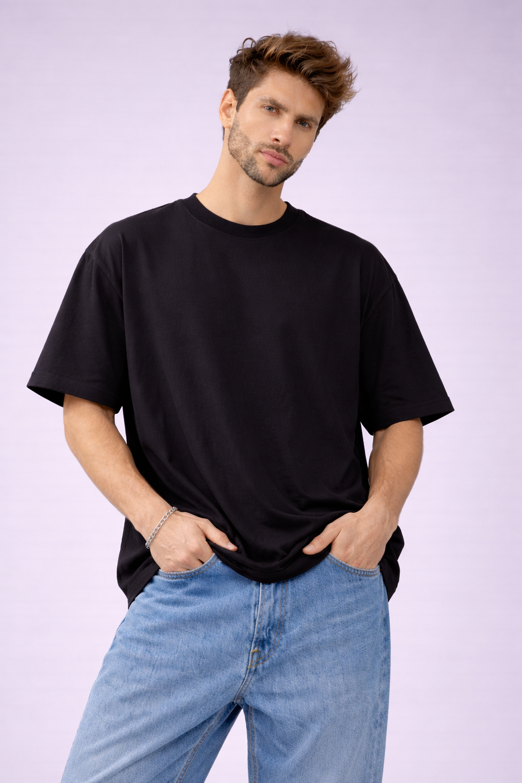 Men’s Oversized Drop Shoulder T-Shirt | 100% Premium Cotton | Classic Black