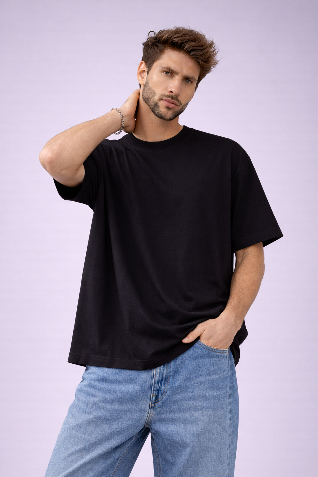 Men’s Oversized Drop Shoulder T-Shirt | 100% Premium Cotton | Classic Black