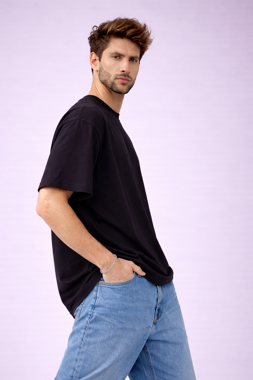 Men’s Oversized Drop Shoulder T-Shirt | 100% Premium Cotton | Classic Black