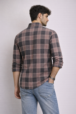 The Dusk Men’s Full Sleeve Checkered Linen-Feel Cotton Shirt – Regular Fit