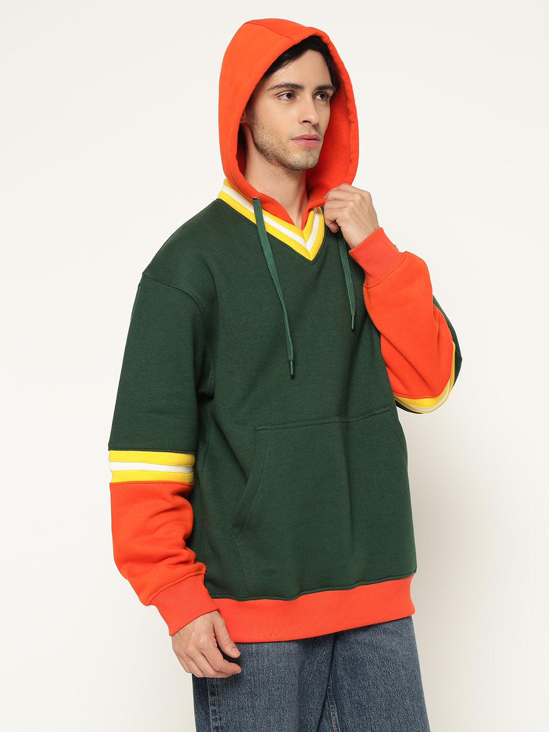 Men’s Colour Block Patch Hoodie – Full Sleeve