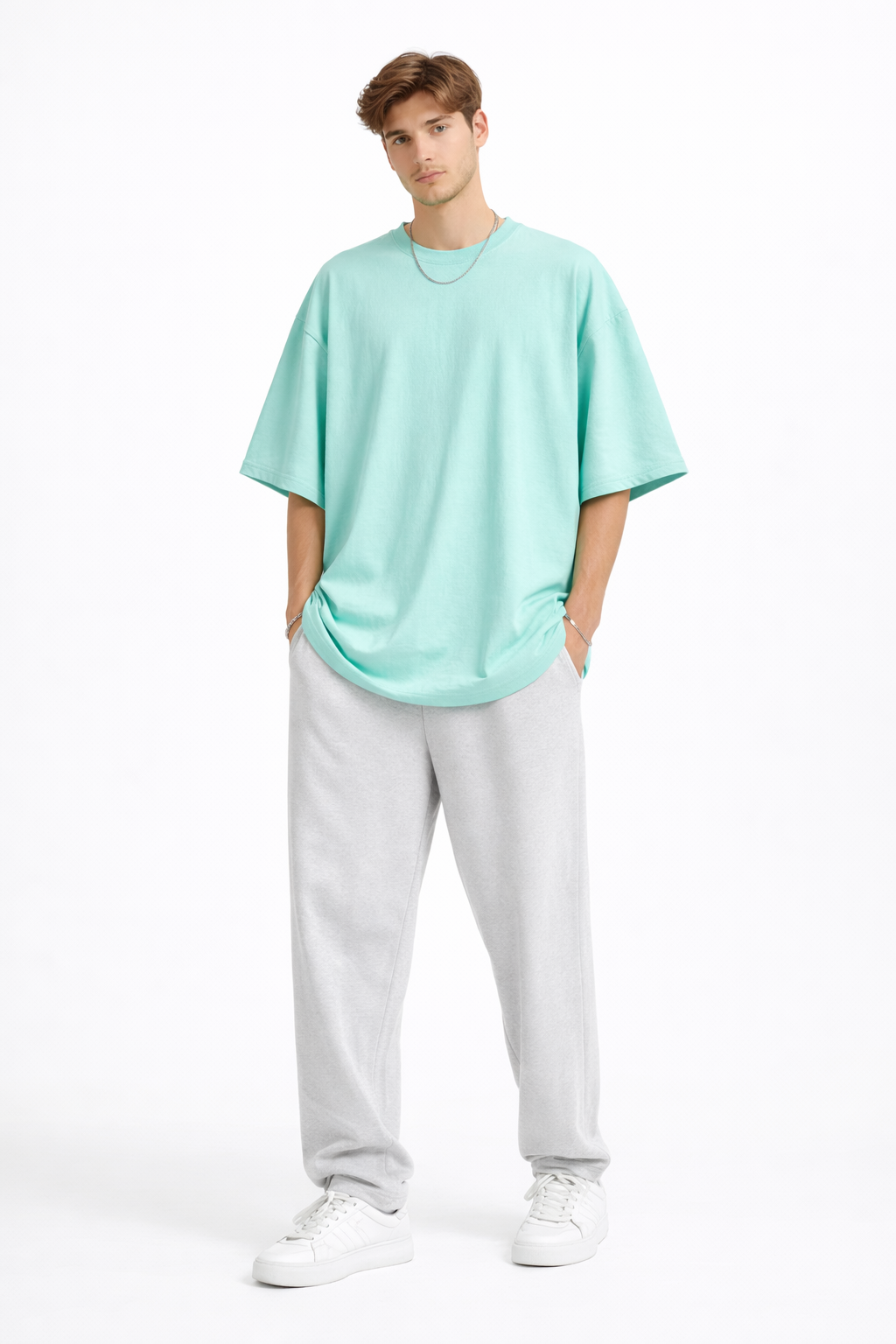 Men’s Oversized Drop Shoulder T-Shirt | 100% Premium Cotton | Classic Light Blue