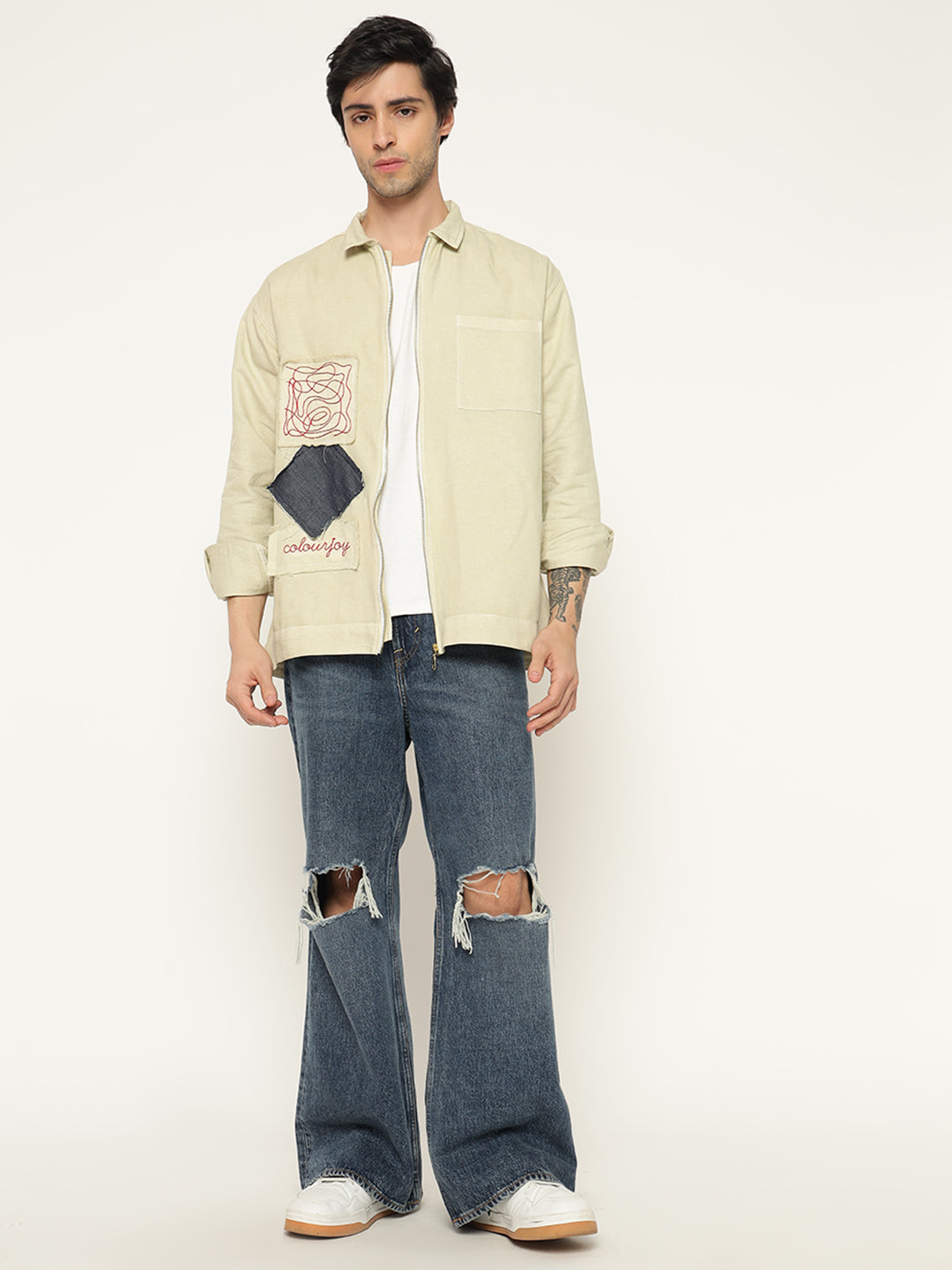 REBELAW Dyed Patchwork Oversized Cotton Jacket