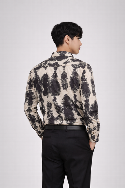Men’s Satin Cotton Tie-Dye Printed Full Sleeve Shirt – Regular Fit