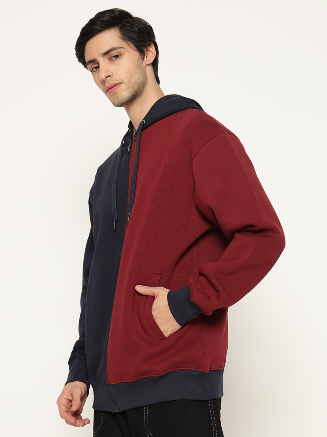 Men’s Colour Block Patch Hoodie – Full Sleeve