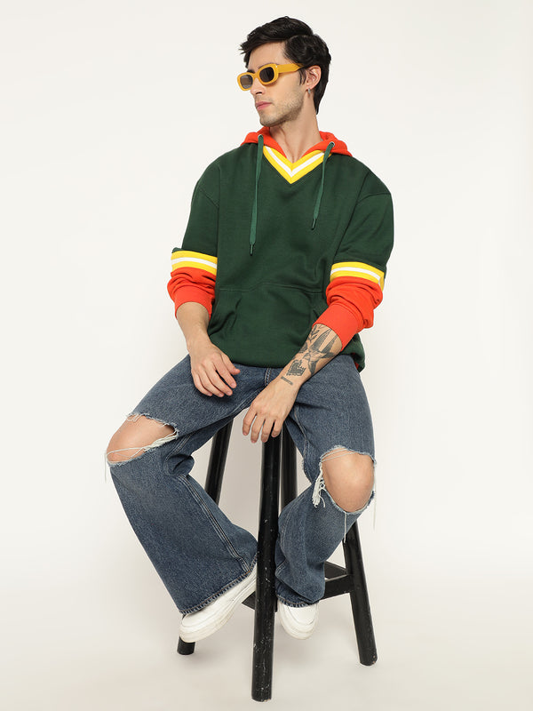 Men’s Colour Block Patch Hoodie – Full Sleeve