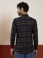 REBELAW Blue Checkered Brushed Shirt – Regular Fit