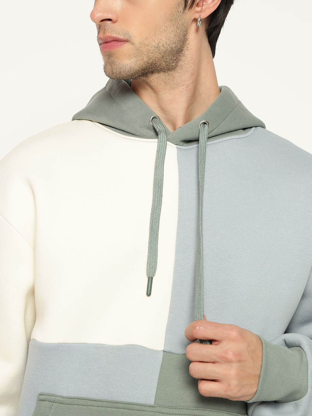 Men’s Colour Block Patch Hoodie – Full Sleeve