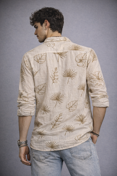 Leaf Drift Linen Regular Fit Shirt