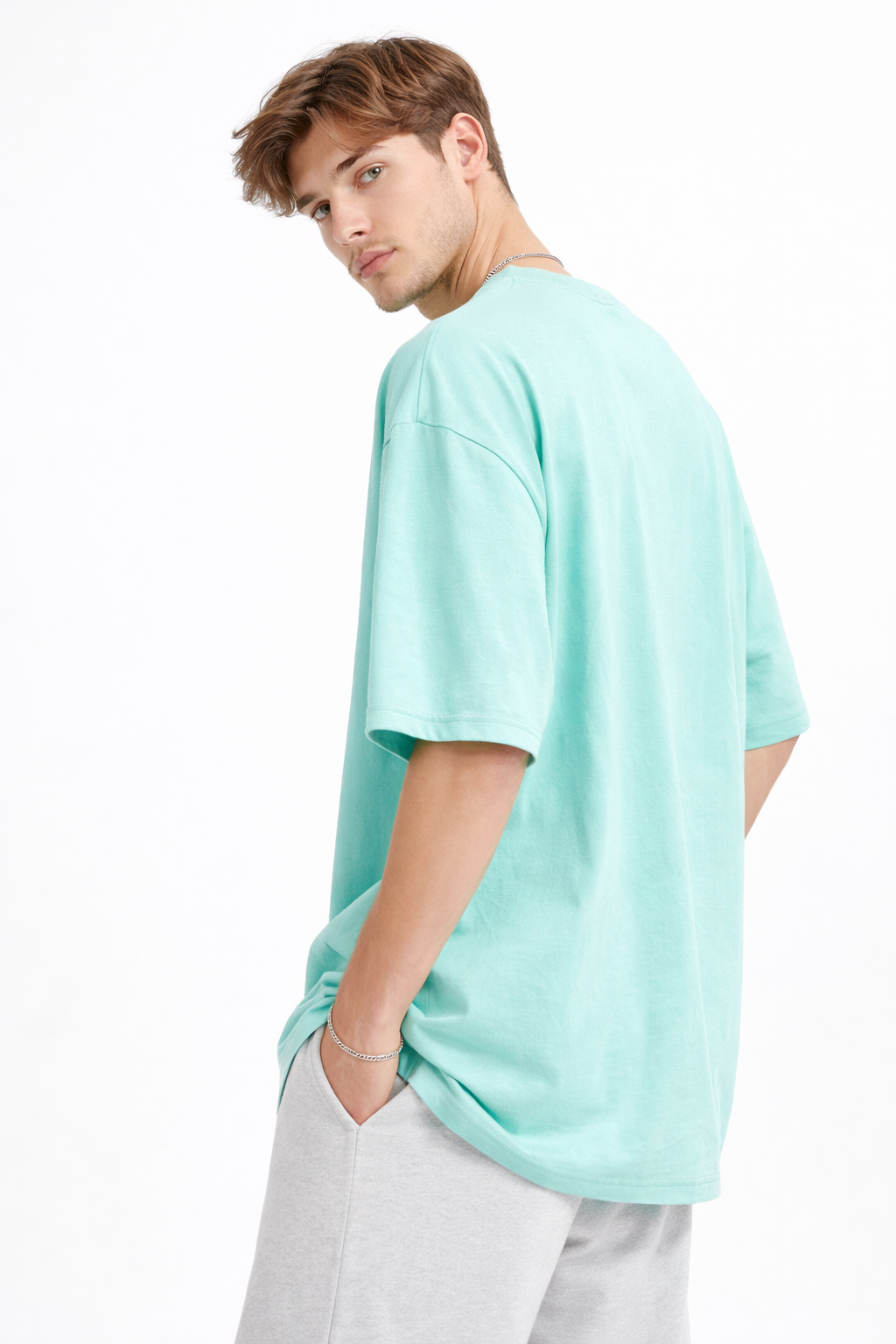 Men’s Oversized Drop Shoulder T-Shirt | 100% Premium Cotton | Classic Light Blue