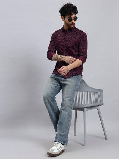 Men’s Satin Cotton Printed Shirt – Regular Fit