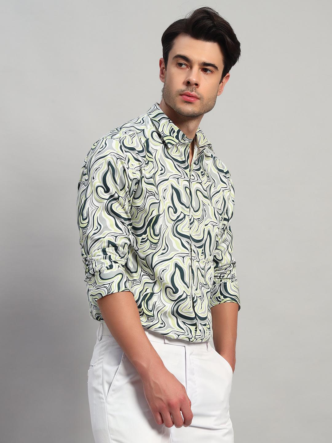 Men’s Satin Cotton Printed Full Sleeve Shirt – Regular Fit
