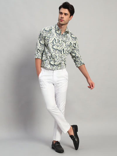 Men’s Satin Cotton Printed Full Sleeve Shirt – Regular Fit