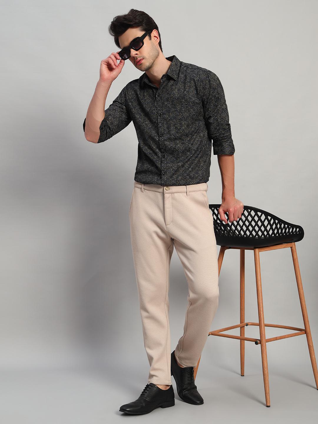 REBELAW Black Satin Printed Shirt – Full Sleeve | Regular Fit