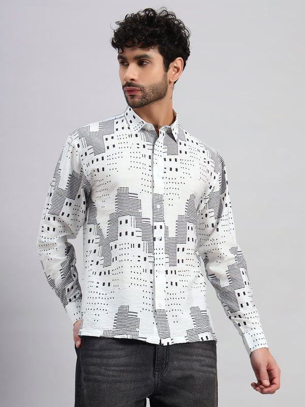 City Pattern White Shirt
