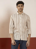 REBELAW Natural Stripe Wrinkle-Effect Cotton Blend Shirt