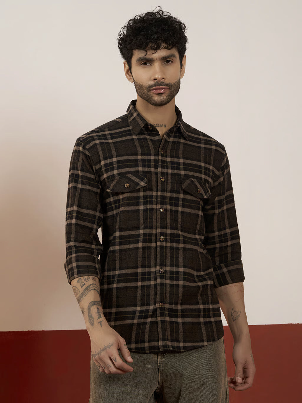 Men’s Brushed Cotton Flannel Full Sleeve Shirt – Regular Fit
